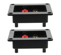 MUCKLILY Copa de Terminales para Caja de Altavoz 2 Piezas, Placa de Bornes de Conexión Negra Abs 92x80mm, Postes Rojo y Negro para Equipos de Audio y Subwoofer, Conectores Eléctricos