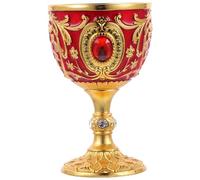 MUCKLILY Copa de vino, cáliz vintage, hecha a mano, cáliz real de latón en relieve, copa de vino, copa de cobre para altar, primera comunión, decoración de boda