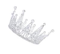 MUCKLILY Corona de Reina Europea con Cristales para Novia Diadema Blanca Grande para Boda Cumpleaños Halloween y Accesorios de Cabello Elegantes