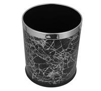 MUCKLILY Cubo de Basura y ABS Negro en Acero Inoxidable Redondo de 10l | Textura de Mármol, Moderno y Reutilizable, para Migas y Restos de Embalaje en Dormitorio