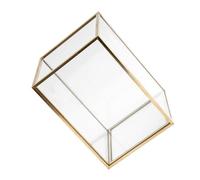 MUCKLILY Cubo para Herramientas Cosméticas Transparente Borde Dorado, Organizador Compacto para Brochas de Maquillaje y Pinceles, Caja de Almacenamiento Multifuncional para Escritorio