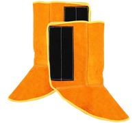 MUCKLILY Cubrezapatos Ignífugos para Soldadura para Hombre Funda Corta de Piel Resistente a Chispas y Calor Protector de Botas Antidesgaste Adecuado para Trabajos Industriales y