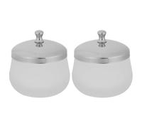 MUCKLILY Cuenco de Vidrio Mate para Manicura 2piezas Tapa, Recipiente Versátil para Líquido Acrílico que Previene Volatilidad, Adecuado para Nail Art