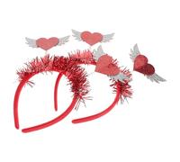 MUCKLILY Diadema Cabello 2 Piezas Lentejuelas Rojas en Forma de Corazón Accesorios para Fiestas de San Valentín Tocados Decorativos para Bodas y Eventos Diseño Ajustable y Cómodo