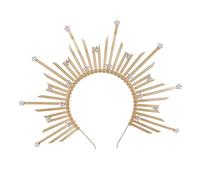 MUCKLILY Diadema Dorada Pinchos De Luz Solar Aro Divino Para Mujer Tamaño Único Tocado Ligero Para Halloween Fiestas Cosplay