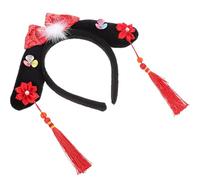 MUCKLILY Diadema Estilo Palacio Chino Roja, Accesorio Femenino de Poliéster, Talla Única, Aro Decorativo Pelo, Diadema Sencilla para Fiestas y Uso Diario