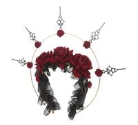 MUCKLILY Diadema Gótica Corona para Mujer Accesorio Ligero y Cómodo para Cosplay y Fiestas de Halloween Diseño Punk con Rosa para Actuaciones Temáticos