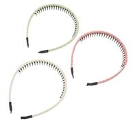 MUCKLILY Diademas Antideslizantes para Mujer 3 Piezas con Dientes Elásticas Marcas Colores Rosa Verde Claro y Beige para Maquillaje Lavado Facial y Uso Diario