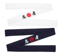 MUCKLILY Diademas Japonesas para Mujer 2 Piezas Bandas Anchas Reutilizables y Transpirables Estampado Ninja Algodón Cómodo para Disfraz de Chef Karate y Actividades al Aire Libre