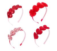 MUCKLILY Diademas para Niñas Día de San Valentín 4 Piezas Forma de Corazón Accesorios Cabello Lentejuelas Diseño Ligero y Cómodo para Fiestas Románticas