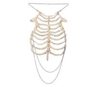 MUCKLILY Disfraz de Esqueleto para Niñas con Esqueleto Hueco y Accesorio de Cadena Ajustable para Cosplay y Fiestas de Halloween de Plástico Beige