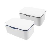 MUCKLILY Dispensador de Toallitas para Ñiño y Caja Portátil 2 Unidades Tapa, Plástico Duradero Gris y Azul para Uso en Exteriores y Hogar, Práctico Contenedor para Pañuelos de Mano y Viaje