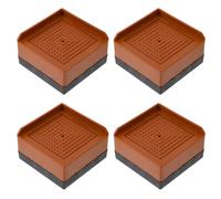 MUCKLILY Elevadores de Patas Antideslizantes de Silicona para Muebles 7.8x7.8 Cm, Color Marrón, Alta Resistencia, 4 Unidades para Cama, Escritorio, Silla y Lavadora