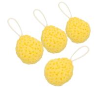 MUCKLILY Esponjas de Baño de Panal 4 Unidades Esponja Exfoliante Corporal Suave para Piel Sensible Material Vegetal Natural Amarillo para Adultos Espuma Rica y Limpieza Diaria