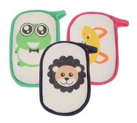 MUCKLILY Esponjas De Ducha Para Bebés 3 Piezas Tamaño Compacto Suave Para Recién Nacidos Diseño De Dibujos Animados Uso Infantil Baño Gancho Colgante Multicolor