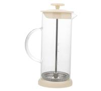 MUCKLILY Espumador de Leche Blanco Bomba Manual Espumador de Leche de Mano 450ml Plástico Vidrio y Acero Inoxidable Fácil de Lavar Uso Doméstico y Exterior