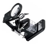 MUCKLILY Estación de Lupa LED Multifuncional 3 Lentes de Aumento Ajustables Soporte para Soldadura de Sobremesa en Color Negro Base Estable y Luz LED para Trabajos de Reparación y