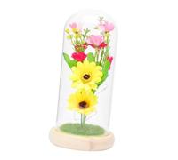 MUCKLILY Flor de Cubierta de Vidrio con Luz LED Adorno Floral de Simulación con Base de Madera Decoración Romántica para San Valentín y Hogar Obsequio Original para Novia y Ambiente