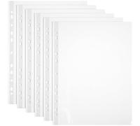 MUCKLILY Fundas Transparentes para Carpetas 11 Agujeros, Pack 100 Unidades, Fundas de Plástico Resistente Pp, Protectores de Hojas Perforadas Carga Superior para Oficina y Escolar