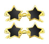 MUCKLILY Gafas de Sol Creativas en Forma de Estrella de Cinco Puntas Doradas 2 Unidades de Gafas de Plástico Novedosas para Fiestas Cumpleaños y Accesorios Divertidos para Playa y