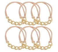 MUCKLILY Gomas Elásticas Cabello Cadena de Aleación Dorada 6 Piezas Coletero de Metal para Mujeres y Niñas Accesorio Elegante para Peinados y Uso Diario