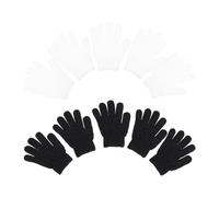 MUCKLILY Guantes de Baño Exfoliantes Corporales 10 Piezas Negro y Blanco Manoplas para Limpieza de Piel Cinco Dedos Ideales para Ducha y Cuidado Corporal