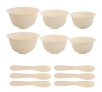 MUCKLILY Juego de 12 Cuencos para Mascarilla Facial (grandes, Medianos y Pequeños), 6 Espátulas para Mezclar, Herramienta Profesional para Cuidado Piel, Uso en Salón Casa, Color Beige
