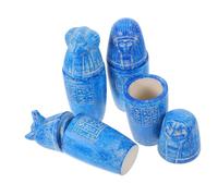 MUCKLILY Juego de 4 Jarrones Canopos Egipcios Decorativos de Resina Estilo Antiguo para Decoración y Colección Figuras Mitología Egipcia