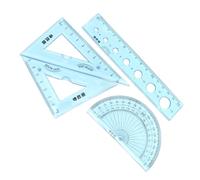 MUCKLILY Juego de 4 Reglas Flexibles Onduladas de 15 Cm Transparentes y Azules, Conjunto Escolar con Regla Recta, Dos Escuadras y Transportador, Adecuado para Estudiantes y Dibujo Técnico