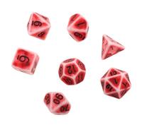 MUCKLILY Juego de 7 Dados Vintage de Acrílico Rojo para Multijuegos de Mesa, Set Ligero y Fácil de Transportar Adecuado para Hogar y Oficina