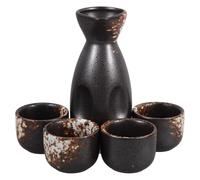 MUCKLILY Juego de Sake Japonés Tradicional 5 Piezas, Tetera y 4 Tazas de Cerámica Blanca Nieve, Resistente a Altas Temperaturas, para Servir y Degustar Sake en Casa o Restaurante