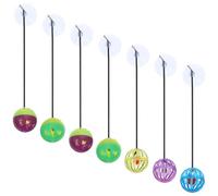 MUCKLILY Juguetes para Reptiles Ventosa Bola de Campana 7 Piezas 4 Bolas de Colores Surtidos Resistente y Seguro para Lagartos Barbados y Pequeños Animales Pequeños Color Color Aleatorio