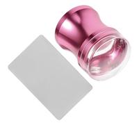 MUCKLILY Kit de Estampado de Uñas de Aleación de Aluminio Herramienta Multi-funcional Pasta Rosa Color Aleatorio Sello de Silicona Transparente y Raspador para Decoración Nail Art