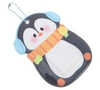 MUCKLILY Llavero Tarjetero de PVC Diseño de Animal de Dibujos Animados Pingüino Negro Soporte para Tarjetas de Identificación y Tarjetas Fotográficas K-Pop Accesorio Resistente para