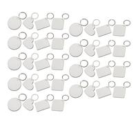 MUCKLILY Llaveros de Mdf para Sublimación DIY 36 Piezas, Llaveros en Blanco para Transferencia de Calor, Accesorios de Bricolaje en Forma Cuadrada, Corazón, Rectángulo y Círculo
