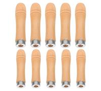 MUCKLILY Mangos de Madera para Lima de Metal 10 Piezas 5 Grandes 5 Pequeños Anillo Metálico Resistente Mango Ergonómico Antideslizante para Taladro Manual y Uso Multiusos