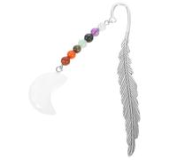 MUCKLILY Marcador Decorativo de Metal Colgante de Cristal Blanco en Forma de Pluma, Marcapáginas Artesanal y Delicado para Lectura, Adecuado para Estudiantes, Aulas y Bibliotecas,