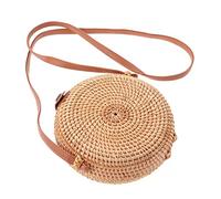 MUCKLILY Mochila de Mujer Redonda de Ratán Bolso Casual Bandolera Mini para Playa y Diseño Elegante y Práctico