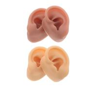 MUCKLILY Modelos de Orejas de Silicona Suave 2 Pares Tono Piel Oscuro y Claro para Práctica de Piercing Exhibición de Joyería y Formación Anatómica Realista