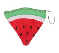 MUCKLILY Monedero Pequeño para Mujer Llavero Cartera Monedero de Felpa en Forma de Sandía Triangular Roja Bolso para Monedas Compacto y Portátil Accesorio Práctico para Uso Diario