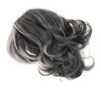 MUCKLILY Peluca de Mujer Ondas de Agua Rizada Gris Plateada Corta y Media, Cabello Sintético Resistente al Calor, para Señoras Mayores Uso Diario