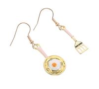 MUCKLILY Pendientes Asimétricos de Comida Kawaii Colgantes Creativos de Sartén Huevo Frito Joyas Ligeras de Cocina para Mujer Accesorios Divertidos para Amantes Cocina