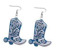 MUCKLILY Pendientes De Bota Vaquera Retro Colgantes Acrílicos Azules, Joyas Occidentales Campestres Para Mujer, Accesorios Ligeros y Únicos Para Fiestas y Uso Diario