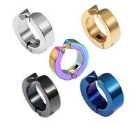 MUCKLILY Pendientes de Clip para Hombre Estilo Punk de Acero Inoxidable, Accesorios Creativos para Orejas, Pack de 5 Piezas Elegantes y Modernos Color Aleatorio