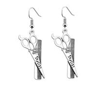 MUCKLILY Pendientes de Estilista Creativos Diseño de Tijeras y Secador, Aleación Ligera, para Mujer, Joyería de Moda para Fiestas y Eventos, Colgantes Gancho para Oreja