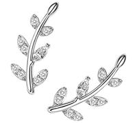 MUCKLILY Pendientes Trepadores de Hoja para Mujer Plata 925 Pequeños y Ligeros Diseño Bohemio Natural Adecuado para Uso Diario y Ocasiones Obsequios