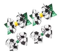 MUCKLILY Pinzas Cabello Lazo de Fútbol 4 Piezas, Tamaño Mediano, Estampado Deportivo Brillante, Accesorios para Niñas y Jóvenes Aficionadas al Fútbol para Eventos y Regalos