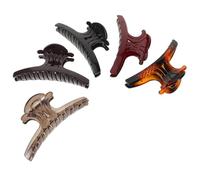 MUCKLILY Pinzas Pelo Grandes Forma de Garra para Mujer y Niña 5 Piezas de Plástico Ligero Antideslizante en Colores Ámbar Vino Negro Marrón Oscuro y Gris Transparente Ideales para
