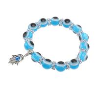 MUCKLILY Pulsera De Cuentas Creativa Hamsa De Aleación Azul Turquesa Para Mujer Diseño Único Protección Mala Suerte Uso Diario Ajustar Talla