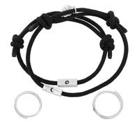 MUCKLILY Pulsera de Cuerda Tejida Anillo Conjunto de Anillo y Pulsera Luna y Estrella 4 Piezas para Mujer, Obsequio Aniversario, Brazalete Ajustable Amigos